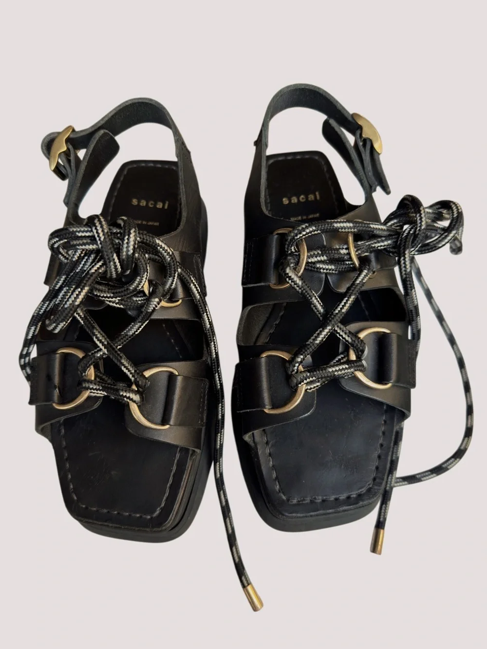 Sacai Lace Up Platform Sandals